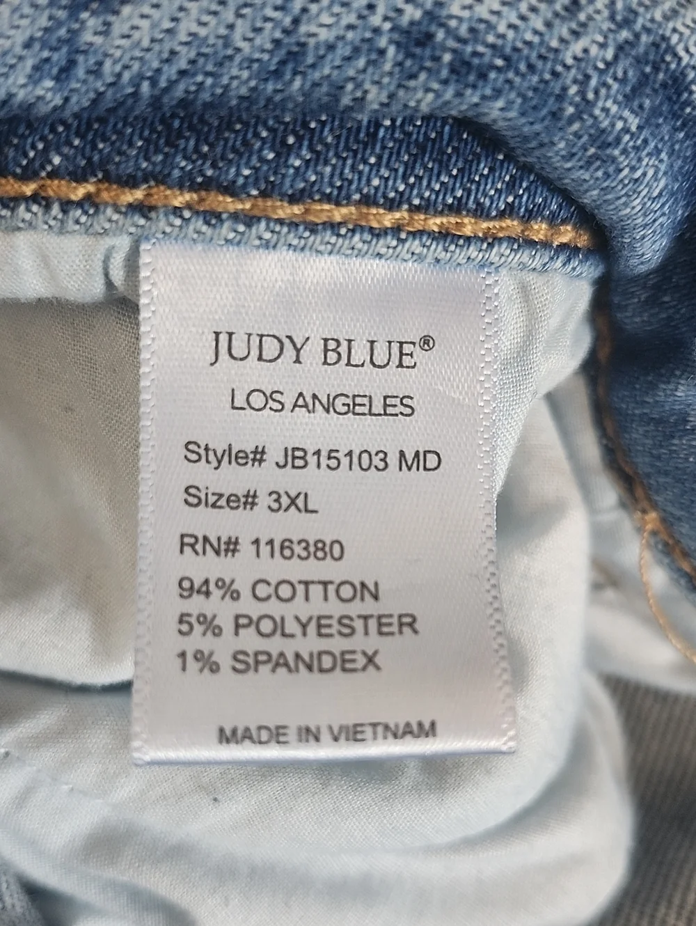 Judy Blue JB15103 MD High Rise Medium Blue Wash Cuffed Denim Jean Shorts, 3XL - Picture 6 of 7